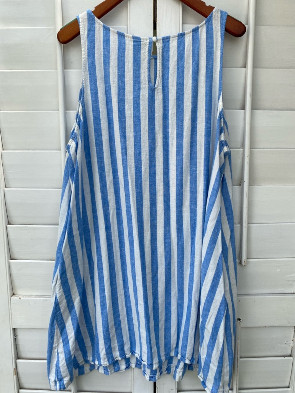 Ava & Viv Blue and White Striped Limen blend Sundress - Picture 3 of 4